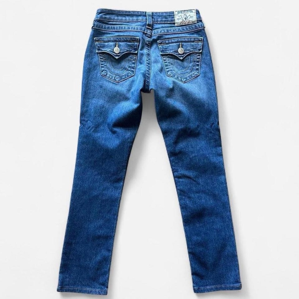 True Religion Slim Straight Medium Wash Jeans Women’s Size 27 Back Flap Pockets